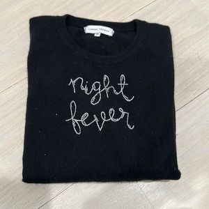 Lingua Franca “night fever” black cashmere sweater with embroidery / heading